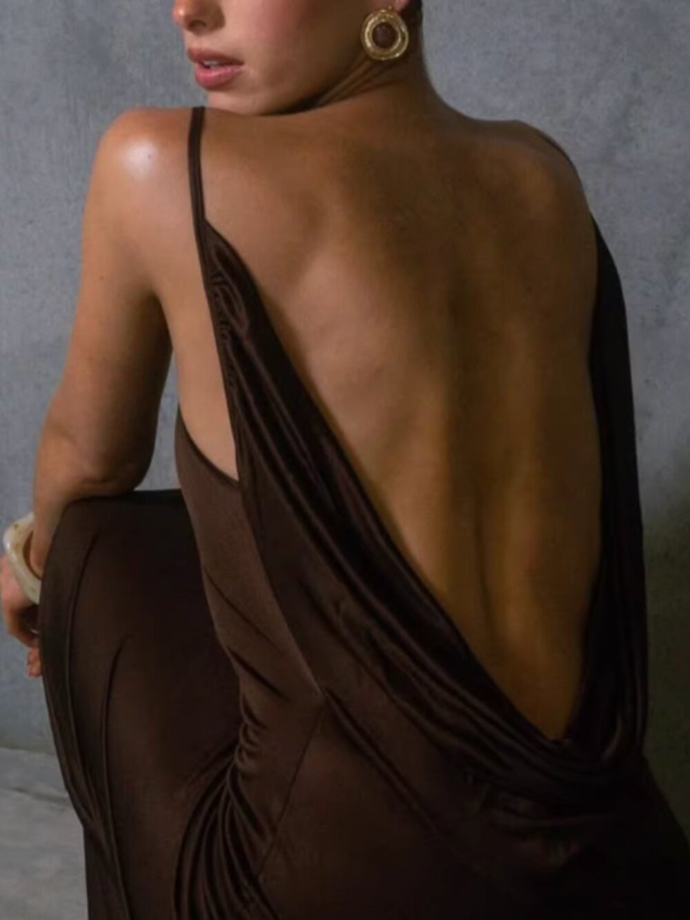 NWT Rat & Boa Chocolate Brown Satin Maxi Dress - Picture 4 of 11